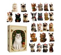Advent Cat Calendar - Acrylic, 10.24x7.09x1.18in Cat Pendant Festive Countdown Calendar Cartoon Design | Holiday Decor Indoor Display, 2D Cats Charm For Walls, Doors