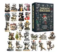 Advent Christmas Calendars - Acrylic 2d Pendant Christmas Decor 2025, Holiday Sarcastic Raccoon Ornament Calendar For Wall Window Party Kids Adults Collectors Friends Raccoon Lovers