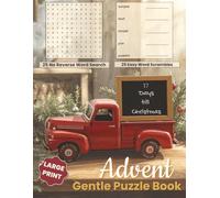 Advent Countdown Gentle Puzzle Book: No Reverse Large Print Word Search & Easy Word Scrambles for Adults and Seniors - Christmas Daily Puzzles, Gentle ... Holiday Activity | Single-Sided Pages