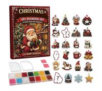 Advent Ornament Set, 24 Day Countdown with Gem Craft Design, Pendant acryli | with Acrylic Board 2D Rhinestone Painting for Adult Student Beginner Wall Window Porch Door Handle Tree Branch Car
