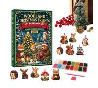 Advent Ornaments, 24-Day Countdown Gem Crafts Pendants with Acrylic Board | 2D Rhinestone Painting Christmas Calendar Kit for Adults Students Beginners Wall Window Porch Door Handle Tree Branch Car