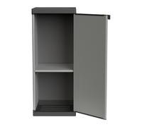 Adventa Armoire en résine de PVC et PP, 1 Porte, 1 étagère, Facile à Monter, système modulaire, Durable, adaptée à l'intérieur et à l'extérieur, 34 L x 40 x 85 H cm, Gris et Noir, Petit, 4 unités