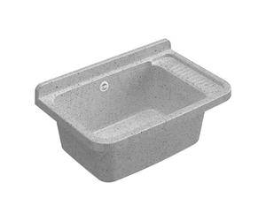 Adventa: Baignoire en résine de PP, fixation murale, avec siphon et bonde, résistant aux acides d'usage commun, buanderie, garage, extérieur, 60 L x 40 P x 25 H cm