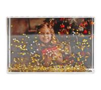 Cadre photo à paillettes en acrylique transparent 4 x 6 étoiles (doré) - Cadeau personnalisé idéal ou décoration d'intérieur