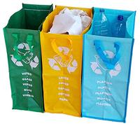 Adventa Lot de 3 Sacs lavables pour Collecte différenciée, Bleu, Jaune, Vert, 66 x 35 x 49,5 cm