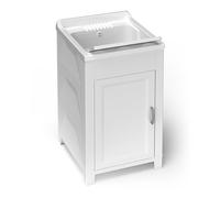 Adventa: Meuble lavabo en résine de PP, Facile à Assembler, Baignoire résistante aux acides d'usage Courant, buanderie, Garage, extérieur, 45L x 50P x 85H cm, Blanc