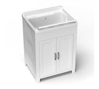 Adventa: Meuble lavabo en résine de PP, Facile à Assembler, Baignoire résistante aux acides d'usage Courant, buanderie, Garage, extérieur, 60 L x 50 x 85 H cm, Blanc