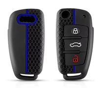 AdventCase Coque de Clé Audi en Silicone - Compatible avec Audi A1 A3 A4 A6 A8 S3 S4 S6 RS4 RS6 Q2 Q3 Q5 Q7 TT R8 Seat Exeo - 3 Boutons - Bleu