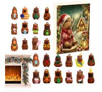 Adventskalender | 24 3D-Capybara-Figuren | Kleines Tier-Weihnachtsdekorationsset | Für Zuhause, Büro, Schlafzimmer, Tür, Fenster, Weihnachten, Party,