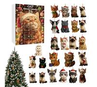 Adventskalender Anhänger - 24 Tage Acryl Katzenmotiv Flaches Spielzeug - Advents Schlüsselanhänger Countdown Kalender,Für Weihnachten Klassenzimmer Schreibtisch Wand Baum Kinder Erwachsene