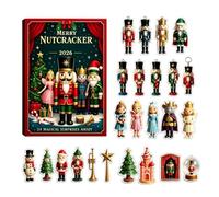 Adventskalender - Tage bis Weihnachten, Figuren - Christbaumschmuck, Acryl, | Weihnachtskalender for Countdown 2026 Zubehoer | 24 Tage Nussknacker 2D Acryl Figuren fuer festliche Raumdeko und schoene
