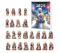 Adventskalender Weihnachten, 24 Türchen Mit 2D Jesus Anhänger Countdown Kalender 2025, Festliche Für Fenster Zweige Auto Außenwand Eingangsbereich Garten