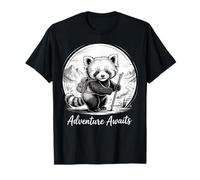 Adventure Awaits Red Panda Randonnée Monochrome Art T-Shirt