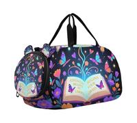 Adventure Begins at Your Library Sac de sport mignon pour enfants avec compartiment à chaussures Grande capacité Sac de sport de nuit pour voyage, sport, sac de sport, sac de w nd