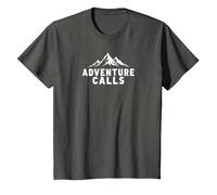 Adventure Calls Mountain Peaks Explorateur en plein air T-Shirt, Enfant, Asphalte, 3 ans