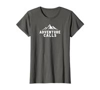 Adventure Calls Mountain Peaks Explorateur en plein air T-Shirt, Femme, Asphalte, L