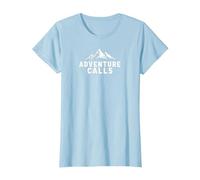 Adventure Calls Mountain Peaks Explorateur en plein air T-Shirt, Femme, Bleu Céleste, L