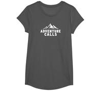 Adventure Calls Mountain Peaks Explorateur en Plein air T-Shirt, Fille, Asphalte, L