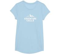 Adventure Calls Mountain Peaks Explorateur en Plein air T-Shirt, Fille, Bleu Céleste, L