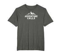 Adventure Calls Mountain Peaks Explorateur en plein air T-Shirt, Homme Grandes tailles, Asphalte, 2X Tall