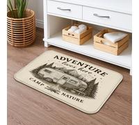 Adventure Camp Nature Tapis de bain à séchage rapide, style vintage remorque, forêt, absorbant, antidérapant, rustique et lavable pour salle de bain, 40,6 x 61 cm