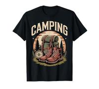 Adventure Camping Life Forest Trail Backpack Boots Map T-Shirt