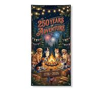 Adventure Celebration Bannière de porte, motif chiens de feu de camp, décoration d'été patriotique pour le jour de l'indépendance, 91,4 x 183 cm