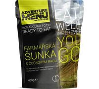 Adventure Menu Outdoor Essen jambon de ferme avec ragout lentilles.