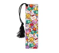 Adventure Time - Collage de personnages - 5,1 x 17,8 cm - Marque-page brillant à pompons - Collection sous licence officielle Cartoon Network