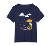 Adventure Time Lady in The Rain T-Shirt, Femme Grandes Tailles, Bleu Marine, 1X