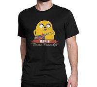 Adventure Time with Finn and Jake T Shirt Men Cotton Novelty T-Shirt Jake The Dog Making Bacon Pancakes Tees Plus Size L