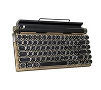 Adventurers Clavier mécanique rétro de style machine à écrire rétroéclairé à DEL 83 touches Bluetooth 5.0 Axe bleu Panneau couleur bois compatible avec iOS/Android/Windows/Vista/Linux/Mac