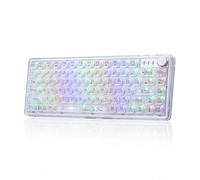Adventurers V82 Clavier mécanique transparent - Clavier de jeu RVB remplaçable à chaud, disposition 75 % et touches PC transparentes, Bluetooth/2,4 G/filaire triple mode pour Windows/Mac (interrupteur