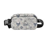 Adventures of Black and White Skull Trendy Waist Pack Crossbody Bag for Women Men Mini Belt Bag Travel Wallet with Adjustable Strap for Travel Gym Work