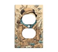 Adventurous Panda Plaque de prise d'interrupteur Motif floral beige pour décoration murale, plaques murales en thermoplastique, prise duplex simple de taille standard