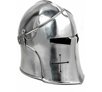 ADVIK Casque de barbuta médiéval - Armure de chevalier Templier - Casque de barbute médiéval pour jeu de rôle - Argenté