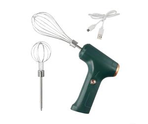 Advokingtap Batteur à main électrique USB rechargeable avec deux batteurs pour crème, beurre, œuf, blanc, outil de cuisson portable et silencieux en plastique vert (trois vitesses)