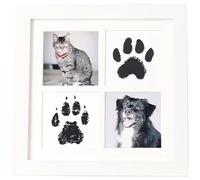 Advokingtap Cadre photo moderne et minimaliste avec empreinte de patte d'animal de compagnie, boîte à souvenirs avec tampon encreur, cadre photo en MDF pour chambre d'enfant, salon, décoration (blanc)