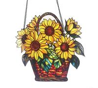 Advokingtap Fleur en acrylique à suspendre - Décoration de couleur améliorée - Chaîne en métal pour fenêtre, mur, jardin, terrasse - Lumière du soleil - 1 pièce (B)