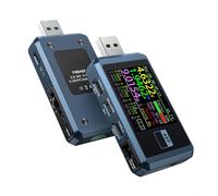 Advokingtap FNB48P Ampèremètre USB et testeur de tension avec écran LCD TFT 144", déclencheur de protocole de charge rapide multi-ports pour tests de charge de téléphone portable (bleu)