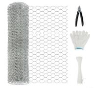 Advokingtap Grillage de poulet, 35 cm x 5 m, filet de protection flexible en acier galvanisé, clôture hexagonale avec serre-câbles, pinces, gants pour animaux domestiques, lapins, poules, clôtures