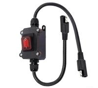 Advokingtap Interrupteur d'alimentation en ligne étanche IP67 12 V avec indicateur LED et câble SAE vers SAE 14 AWG pour systèmes électriques extérieurs, jardins, patios (rouge)