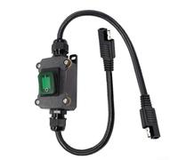 Advokingtap Interrupteur d'alimentation en ligne étanche IP67 12 V avec indicateur LED et câble SAE vers SAE 14 AWG pour systèmes électriques extérieurs, jardins, patios (vert)