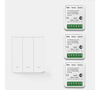 Advokingtap Kit d'interrupteur sans fil pour bouton intelligent Tuya RF433 MHz, contrôle vocal par application, pas de câblage nécessaire, blanc ABS Office (C)
