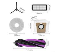 Advokingtap Lot de 17/38 pièces de rechange pour aspirateur JONR pour P20 PRO pour robot T5 Pro, brosse latérale filtrante serpillère, sac à poussière, chiffon de nettoyage efficace (38 pièces)