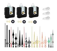 Advokingtap Lot de 3 mécanismes d'horloge à quartz silencieux, axe long et court, mécanisme d'horloge murale à quartz, 7 styles d'aiguilles d'horloge, kit de pièces de rechange pour moteur (A)