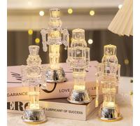 Advokingtap Lot de 4 figurines casse-noisettes transparentes LED avec lumière chaude alimentée par piles pour décoration de fête à la maison