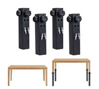Advokingtap Lot de 4 rallonges de pieds de table pliables, s'élèvent jusqu'à 14 cm, rehausseurs de table pour double goupilles de verrouillage et boulons de renfort latéraux pour éviter les