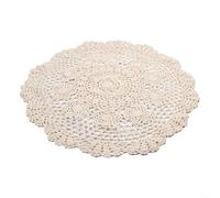 Advokingtap Nappe ronde en dentelle vintage crochetée en coton fabriquée à la main pour table de salle à manger, hôtel, décoration rustique, 50 cm, lavable, matériau de bricolage (blanc)