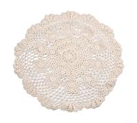 Advokingtap Nappe ronde en dentelle vintage en coton crocheté, fabriquée à la main, nappe florale creuse pour table de salle à manger, hôtel, décoration rustique, 50 cm, lavable, matériau de bricolage